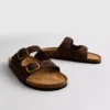 Sandalias con doble correa y plantilla, con estampado de leopardo