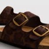 Sandalias con doble correa y plantilla, con estampado de leopardo