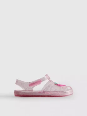 Sandalias de goma con rejilla y purpurina