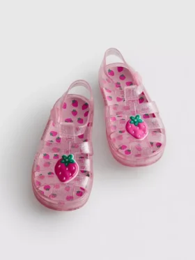 Sandalias de goma con rejilla y purpurina