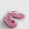 Sandalias de goma con rejilla y purpurina