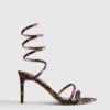 Sandalias de tacón en espiral con estampado de leopardo