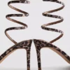 Sandalias de tacón en espiral con estampado de leopardo