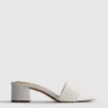 Sandalias tipo mule con zapatos de tacón grueso y perlas de imitación