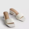 Sandalias tipo mule con zapatos de tacón grueso y perlas de imitación