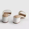 Sandalias tipo mule con zapatos de tacón grueso y perlas de imitación