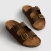 Sandalias tipo mules con doble correa de hebilla