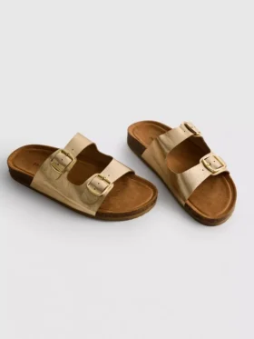 Sandalias tipo mules con doble correa de hebilla