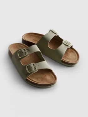 Sandalias tipo mules con doble correa de hebilla