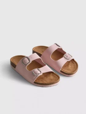 Sandalias tipo mules con doble correa de hebilla