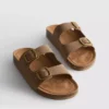 Sandalias tipo mules con doble correa de hebilla