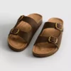 Sandalias tipo mules con doble correa de hebilla