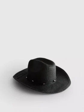 Sombrero de vaquero de paja con ribete
