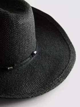 Sombrero de vaquero de paja con ribete
