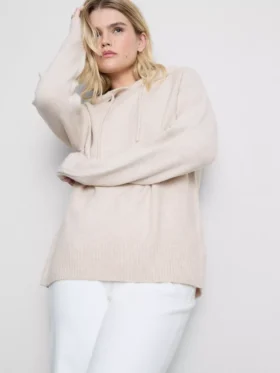 Sudadera con capucha de punto y cordón