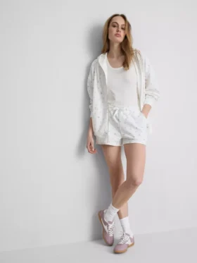 Sudadera con capucha y cremallera floral de alto contenido en algodón