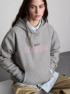 Sudadera con capucha y estampado, mezcla de algodón