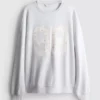 Sudadera oversize con estampado floral pequeño de 98