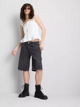 The Primark Scene | Pantalones cortos vaqueros de algodón con tachuelas
