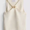 Top con cuello halter y estampado de estrellas de mar