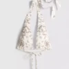 Top de bikini con cuello halter y estampado de bandana