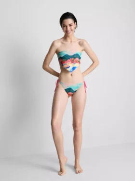 Top de bikini tipo pañuelo con estampado panorámico