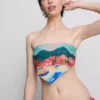 Top de bikini tipo pañuelo con estampado panorámico
