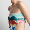 Top de bikini tipo pañuelo con estampado panorámico