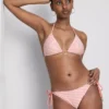 Top de bikini triangular con estampado de estrellas de mar a rayas