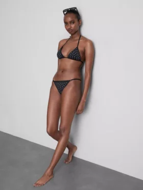 Top de bikini triangular con pedrería