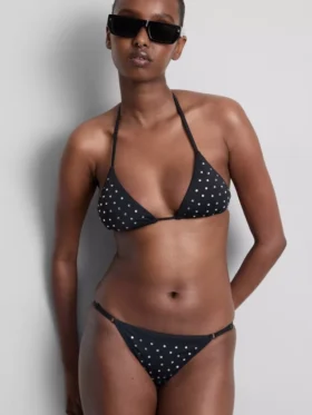 Top de bikini triangular con pedrería
