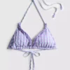 Top de bikini triangular con volantes de cuadros vichy