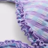 Top de bikini triangular con volantes de cuadros vichy