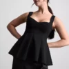 Top de crepé con peplum y escote corazón