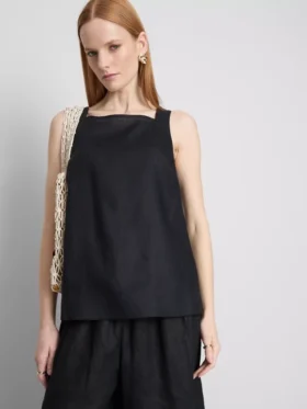 Top de lino de corte A con tirantes anchos de The Edit