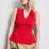Top sin mangas con peplum y escote en V