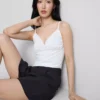Top tipo babydoll con cuello en V