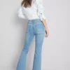Vaqueros acampanados de algodón denim de talle medio