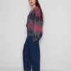 Vaqueros ajustados de cintura alta de denim de algodón