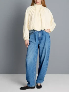 Vaqueros de algodón denim con corte acampanado