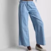 Vaqueros de algodón denim con pliegues y pernera ancha