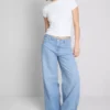 Vaqueros de algodón denim de talle medio y pierna ancha