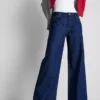 Vaqueros de algodón denim de talle medio y pierna ancha