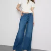 Vaqueros de algodón denim de talle medio y pierna ancha