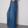 Vaqueros de algodón denim de talle medio y pierna ancha
