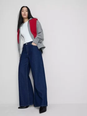 Vaqueros de algodón denim de talle medio y pierna ancha
