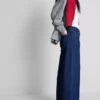 Vaqueros de algodón denim de talle medio y pierna ancha