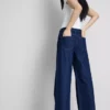 Vaqueros de algodón denim de talle medio y pierna ancha