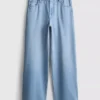 Vaqueros de algodón denim de talle medio y pierna ancha