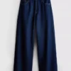Vaqueros de algodón denim de talle medio y pierna ancha